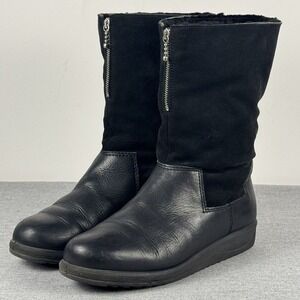 Vtg Bama‎ Lams Echtes Lammfell Black Suede Boots With Sheepskin Lining Size 5.5